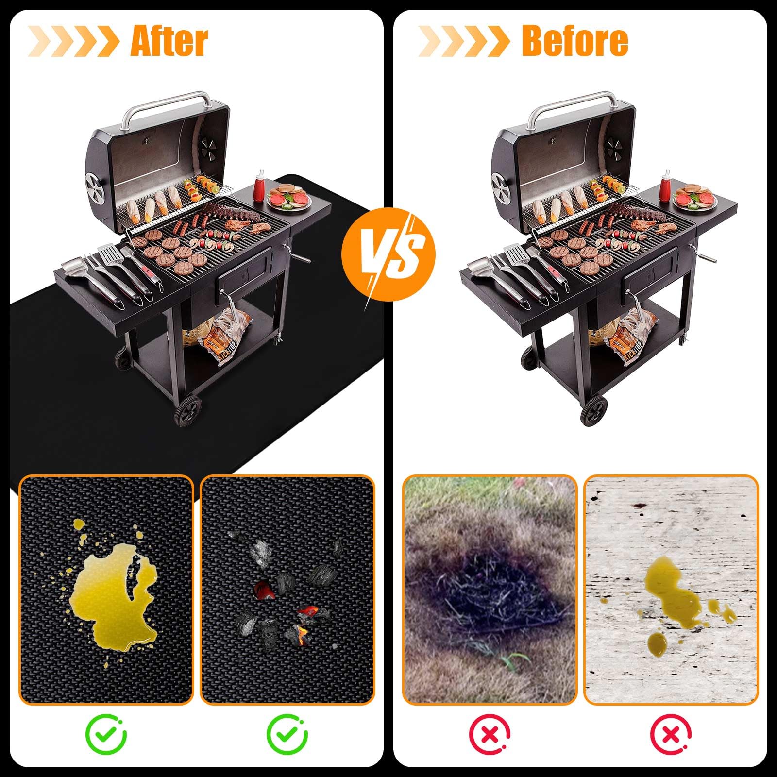 THMINS grill mat waterproof-oilproof-surface cleans easily after cooking.