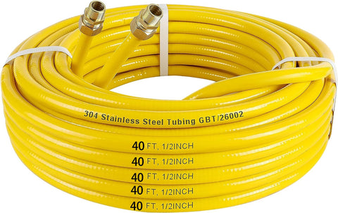 Thmxit 40ft CSST gas line shows flexible routing for complex kitchen and outdoor layouts