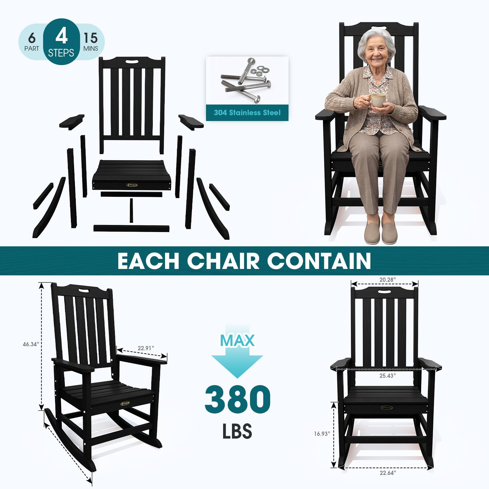 THOEOE comfort back support provided by the rocking chair
