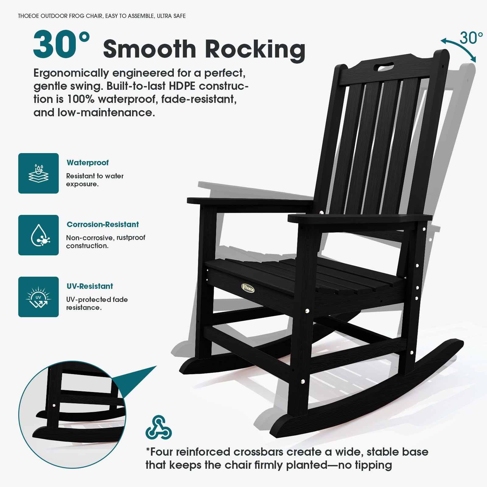 THOEOE porch rocker with sturdy base for stable lounging