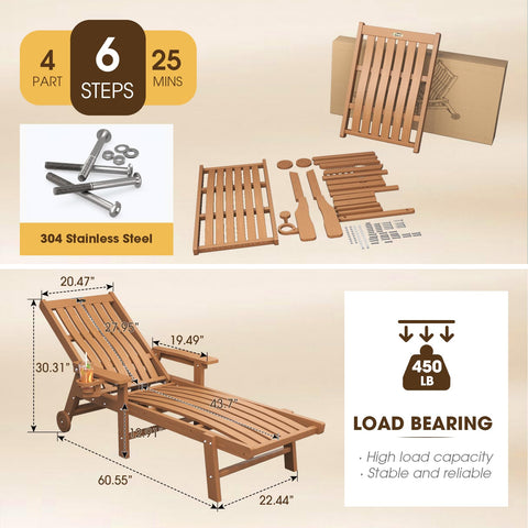 THOEOE patio chaise lounge chair with cup holder beside the pool.