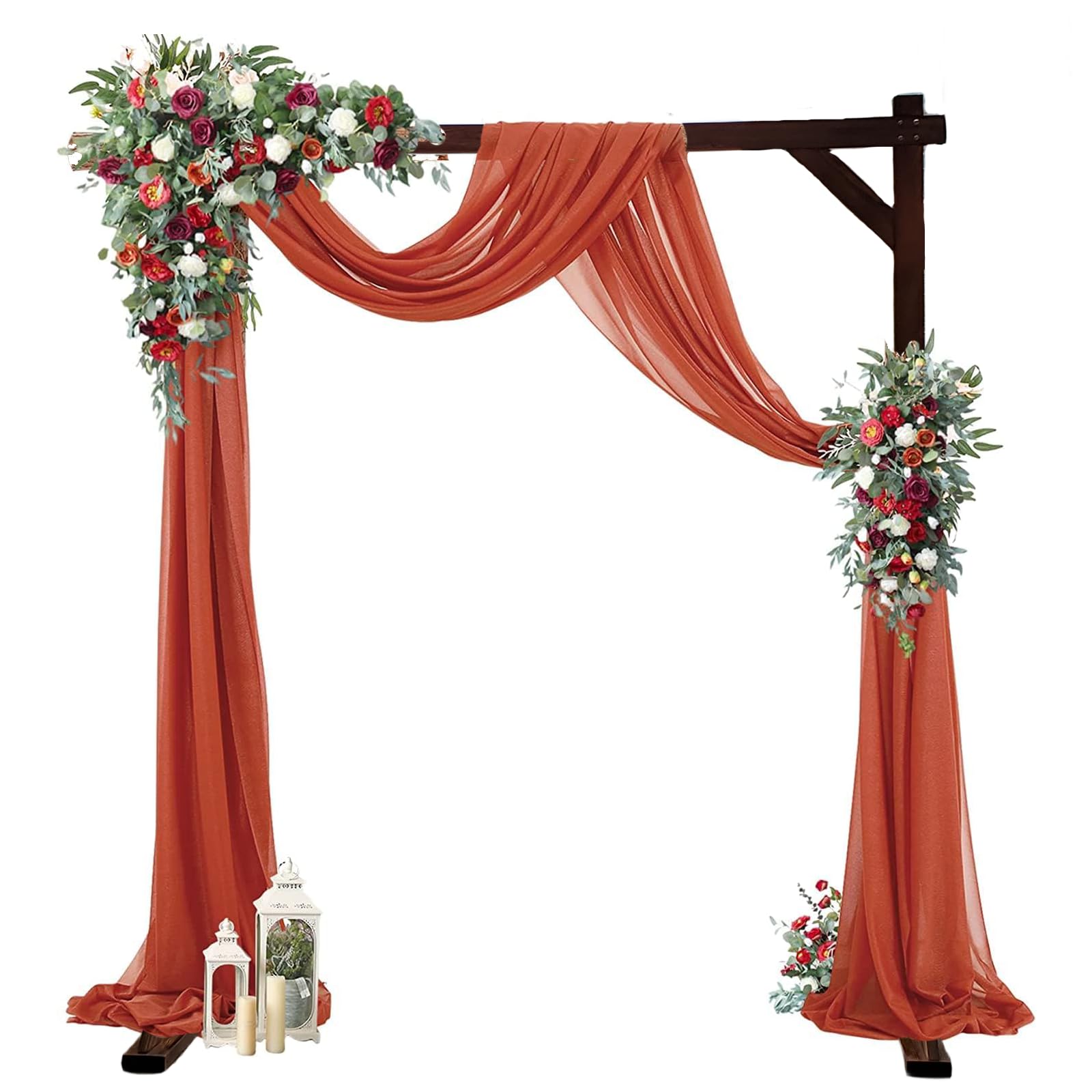 THORISE wooden wedding arch square stand close-up shows durable wood grain for outdoor ceremonies.