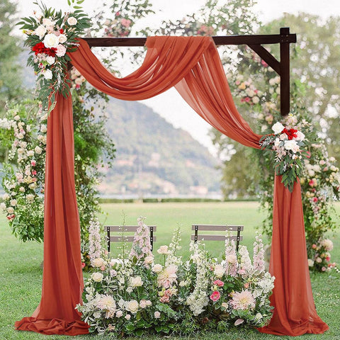 THORISE square arch ready for balloons and draping fabric enhances ceremony backdrop.