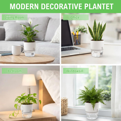 Thorkok modern white decorative planter complements home and office decor.