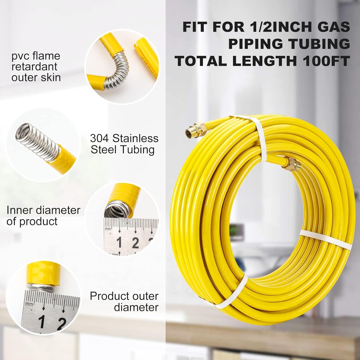 Thoupets CSST gas line inner 12mm ID and outer 16mm OD for precise sizing.