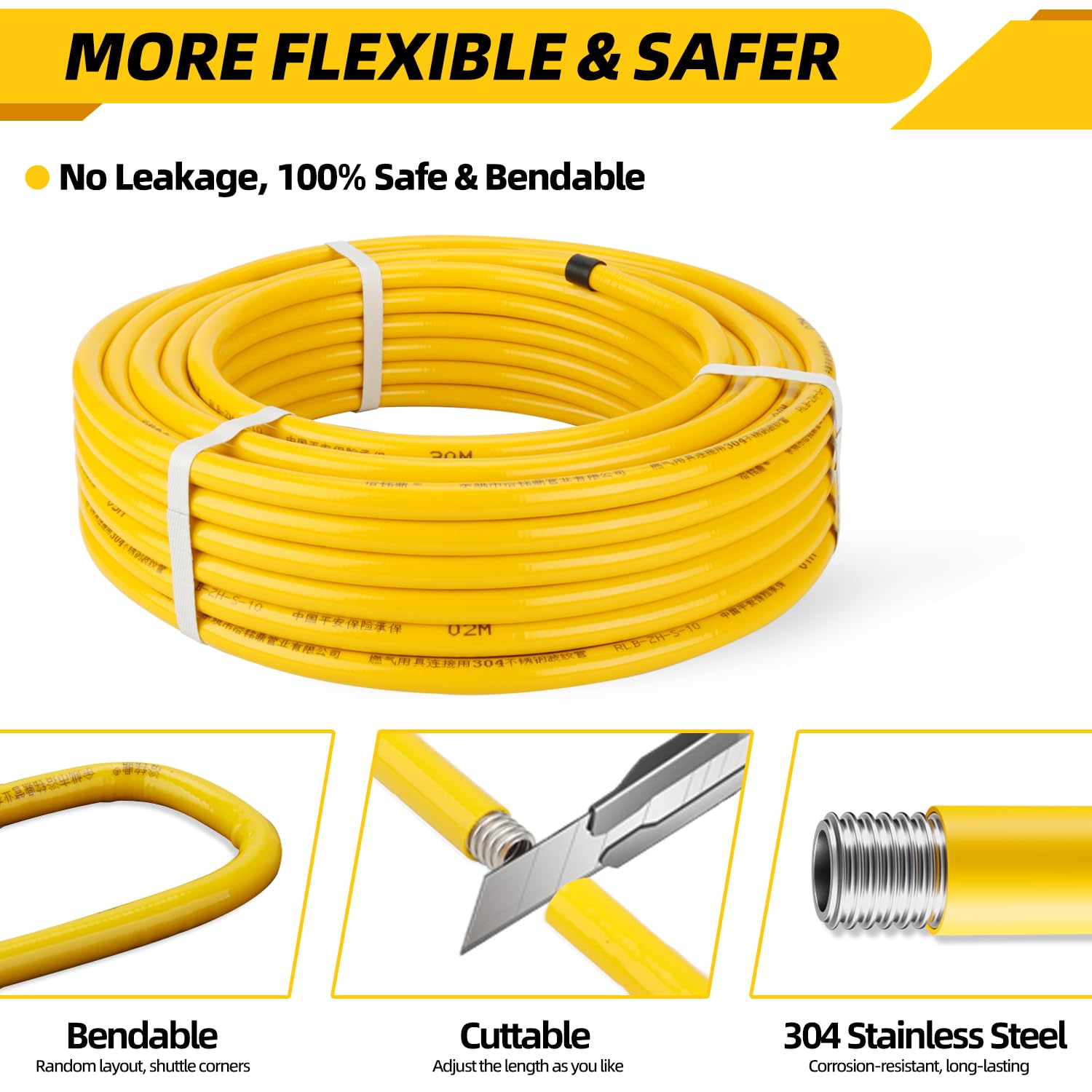 Thoupets annular corrugation enables flexible bends without flow restriction.