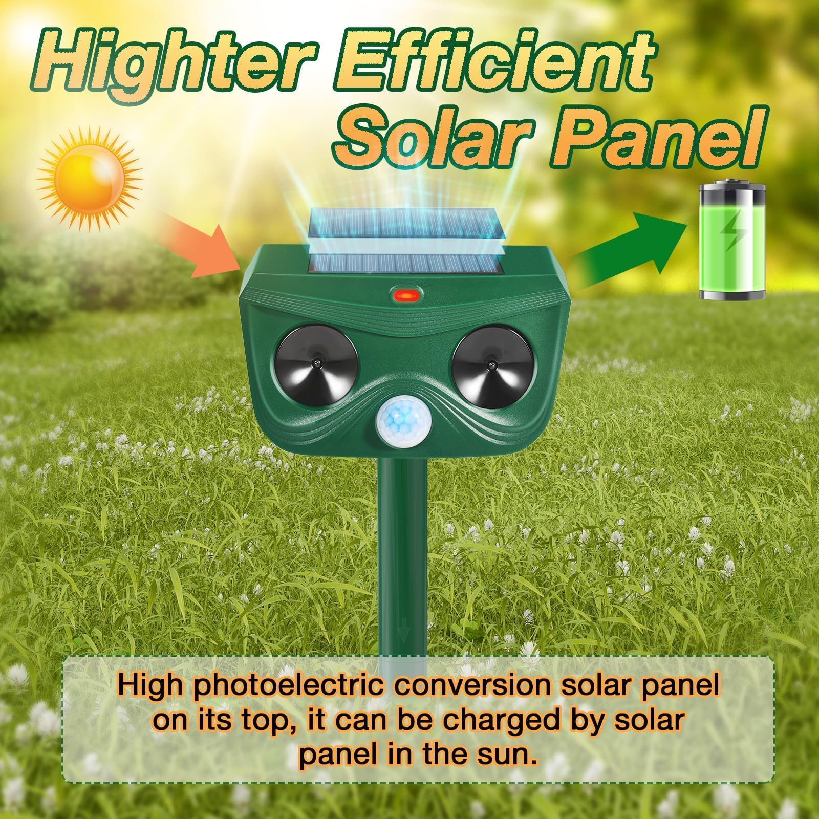 Thoveneth Solar-panel charging panel powers reliable deterrence outdoors.