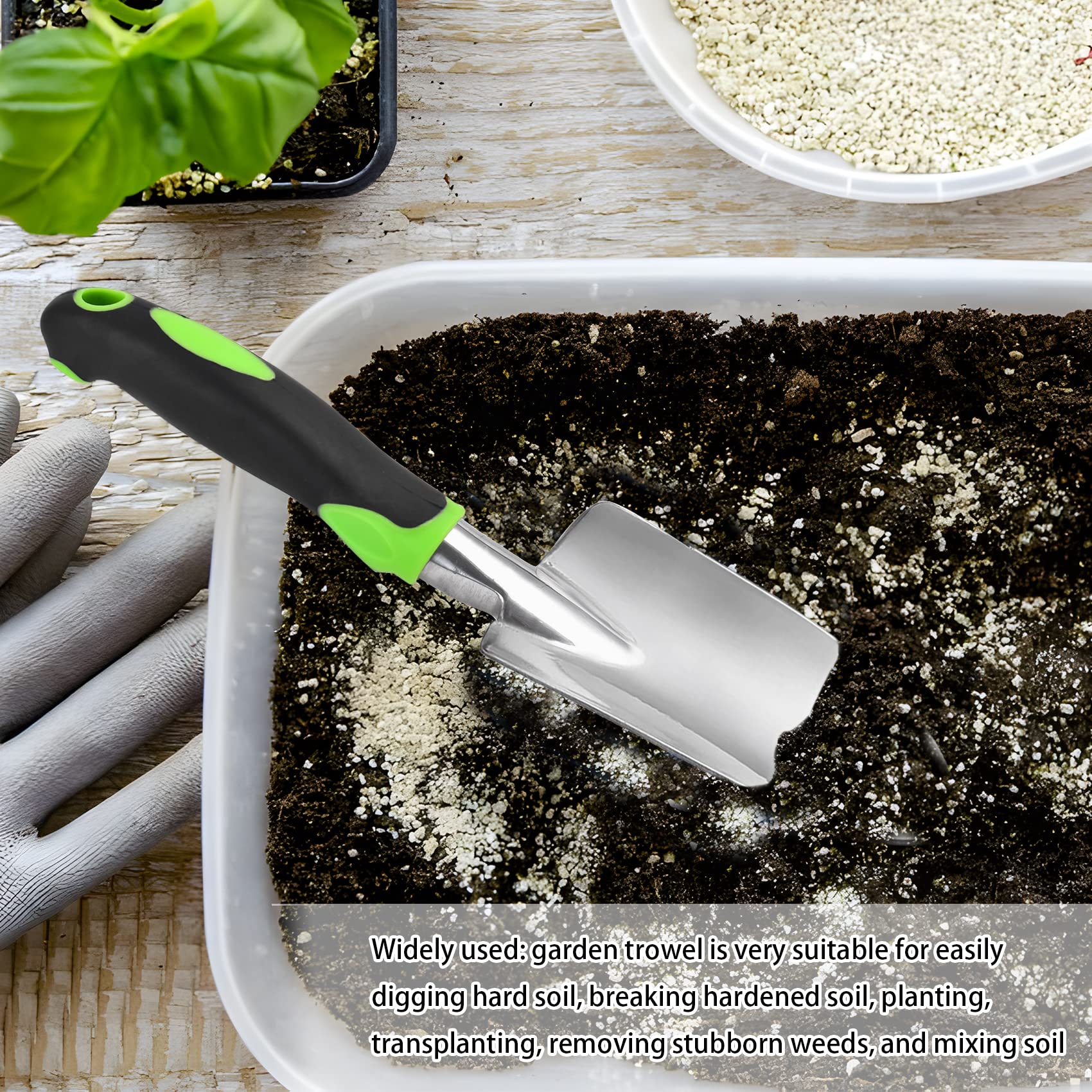 Thovorrnl garden shovel with storage hole for clutter-free hanging and easy storage.