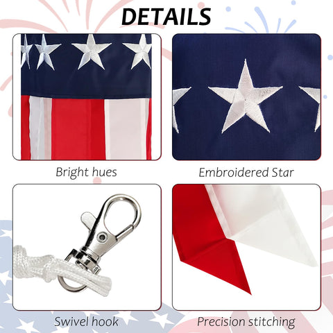 THQZLH embroidered American flag windsock with vivid colors for patriotic display.