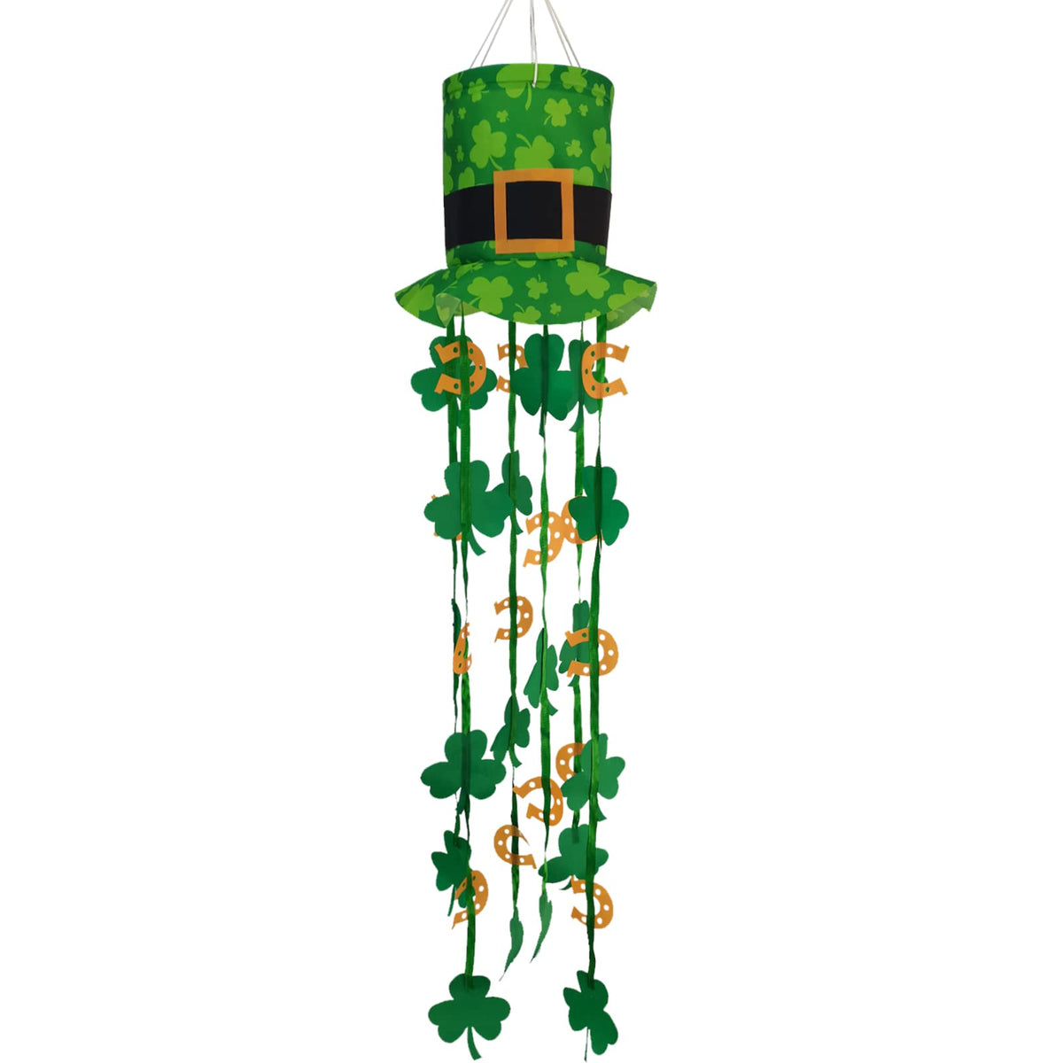 THQZLH St. Patrick Windsock 40-inch close-up shows clover and horseshoe for festive outdoors