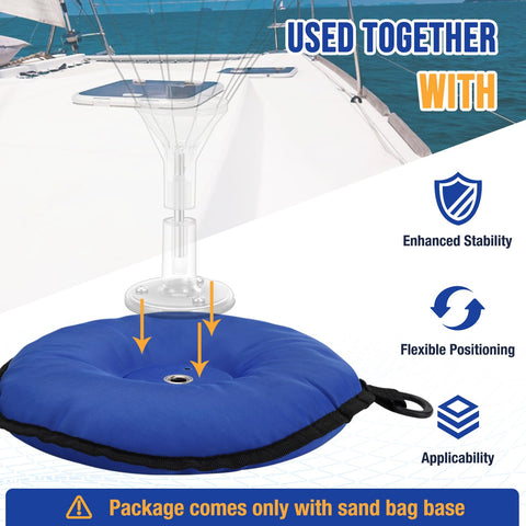 Three BUZZLETT sand bag base is compatible with Bird B Gone long legs deterrents.
