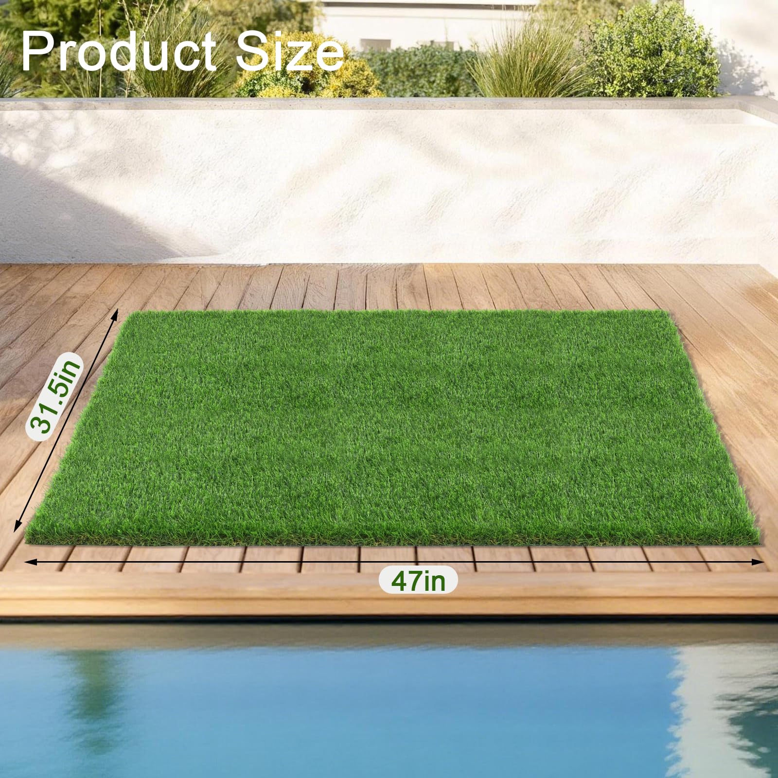Three Oranges artificial grass mat dense fibers close-up show plush feel for cozy indoor and outdoor use.