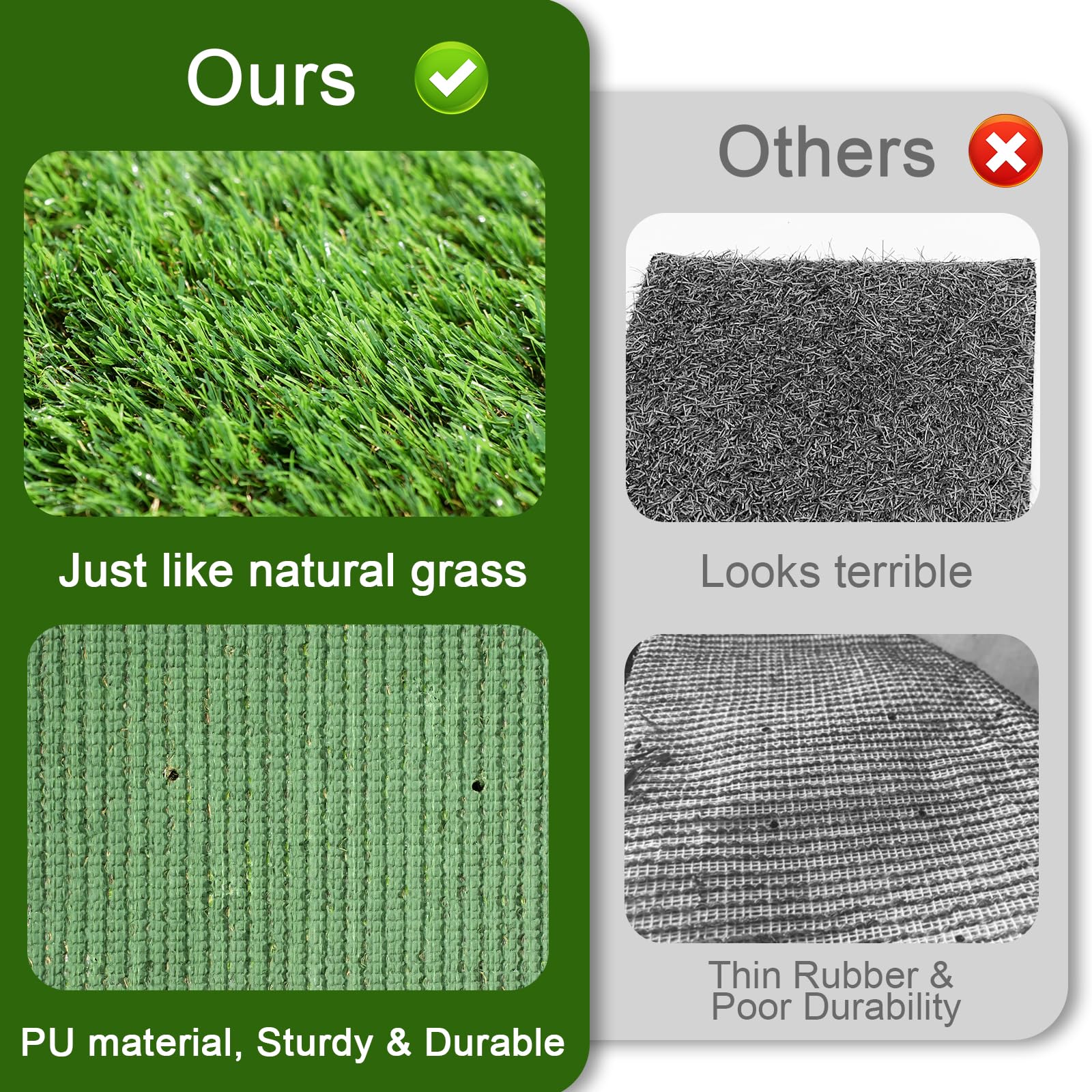 Three Oranges artificial grass mat indoor potty training setup with soft, safe surface.