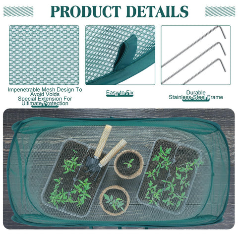 Threehoney 45x20x18 inch cover shields vegetables by allowing sun and airflow.