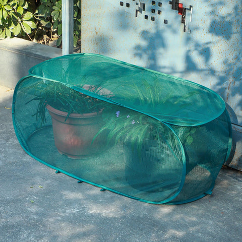 Threehoney crop cage net shields crops while allowing sunlight.