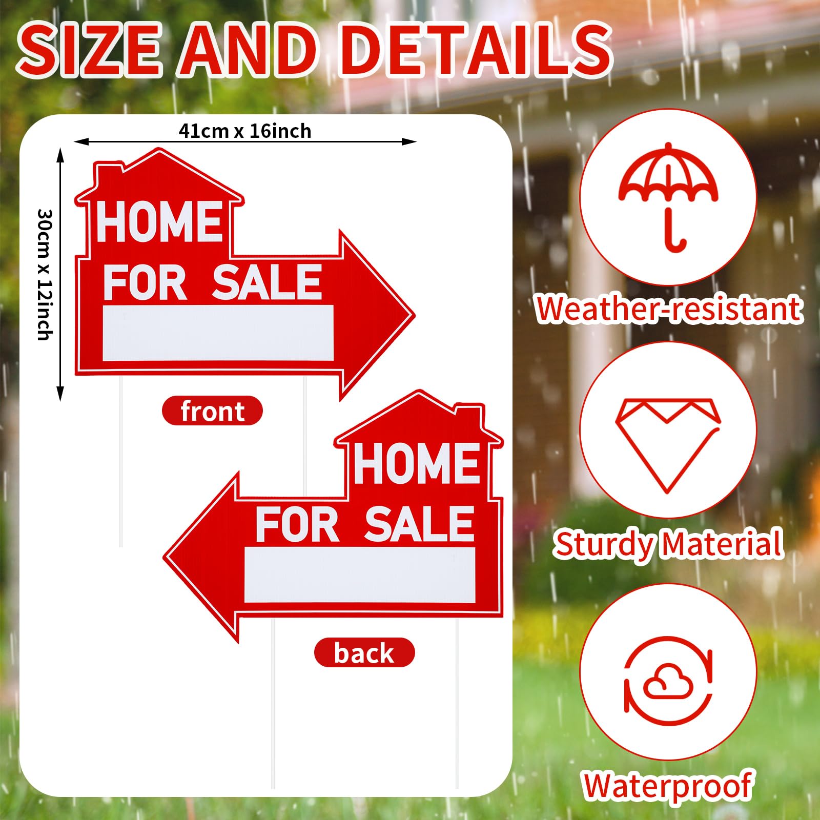 Threehoney double-sided arrow sign directs buyers from both directions