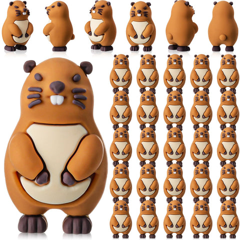 Threehoney groundhog figurine set; bulk decor for shelves and displays