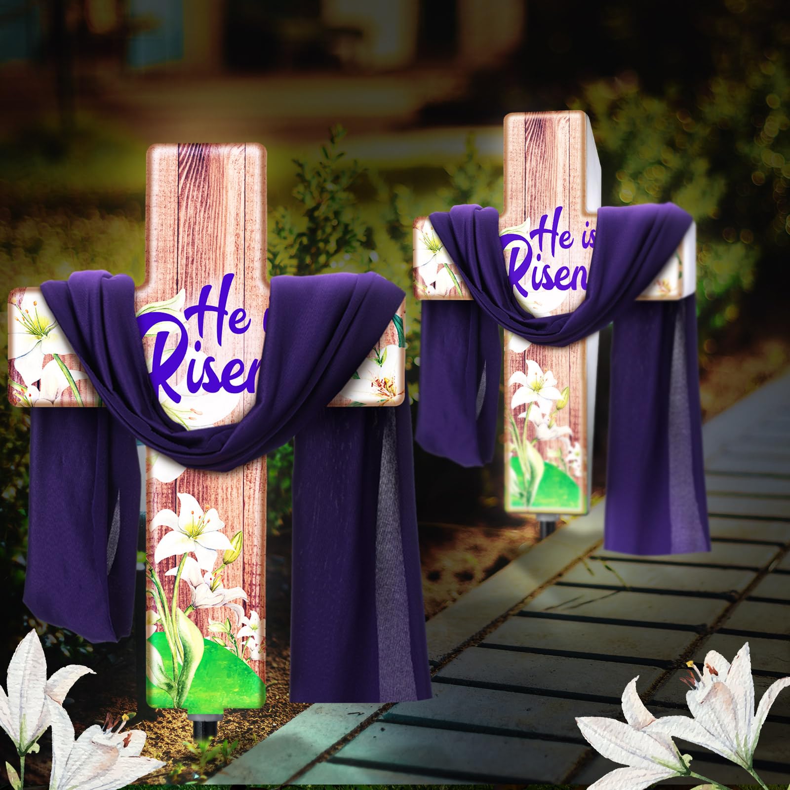 Threehoney memorial yard cross lights up memorial spaces beautifully