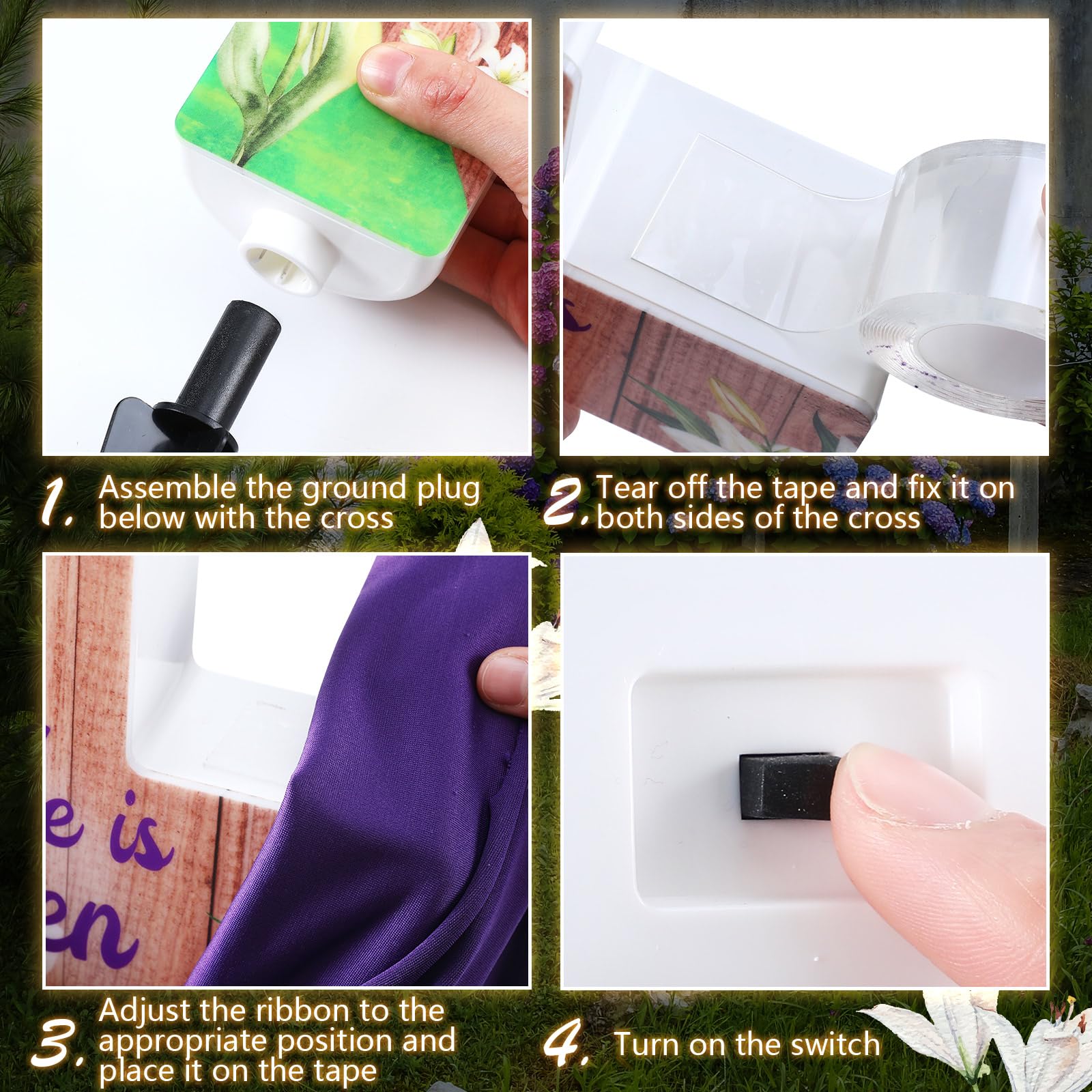 Threehoney outdoor Easter cross stake for gardens and paths