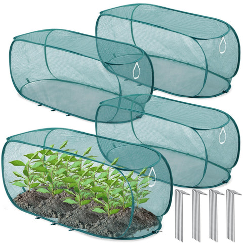 Threehoney pop-up garden mesh cover protects seedlings while letting air through.