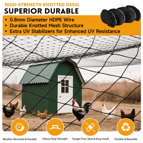 Threekia hawk netting for chickens protects flocks from aerial predators