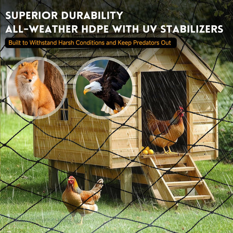 Threekia poultry netting 2 inch mesh safely contains chickens, ducks, and small pets
