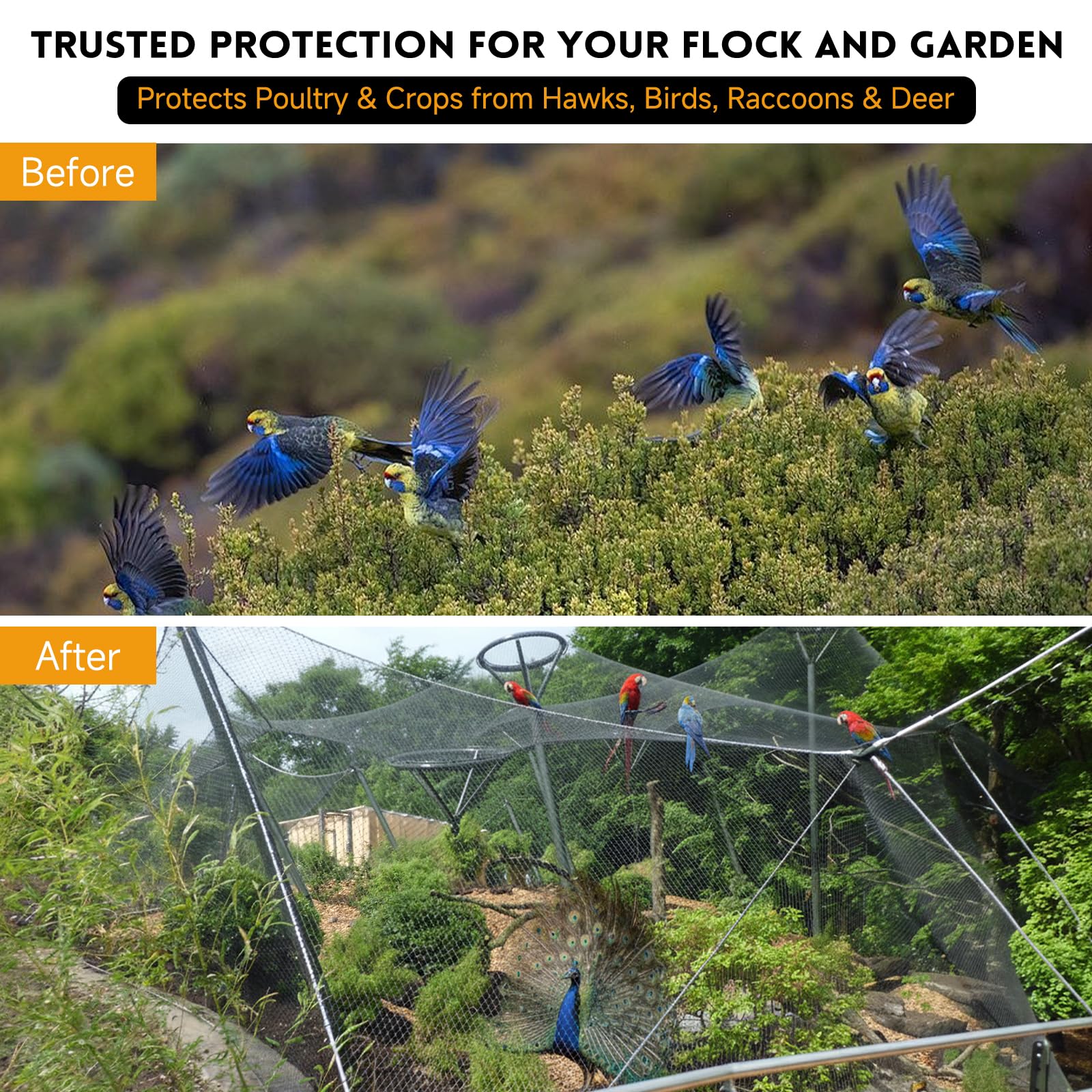Threekia predator protection netting safely surrounds ponds and balconies