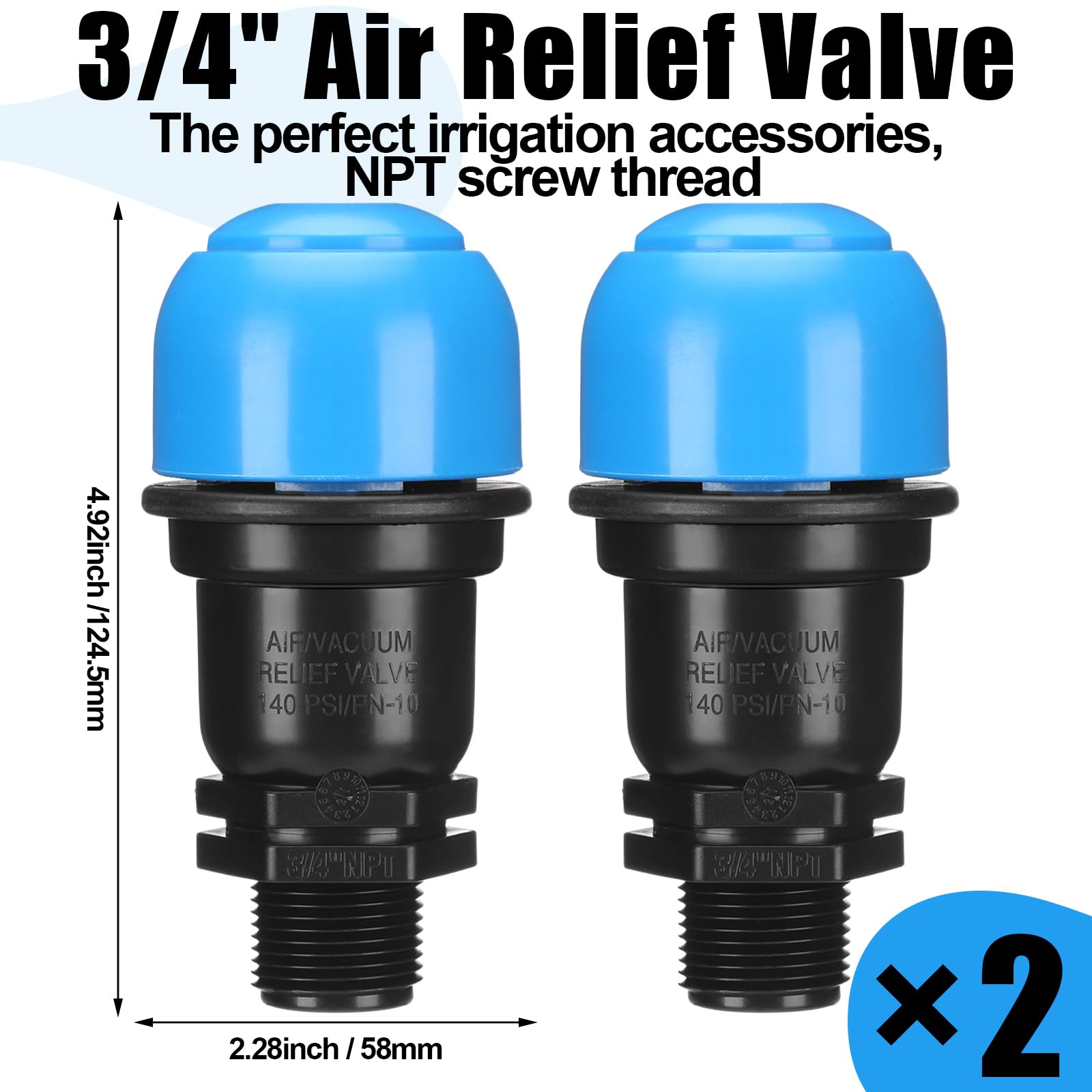 Threlaco air release valve with NPT threading, ideal for DIY irrigation projects.