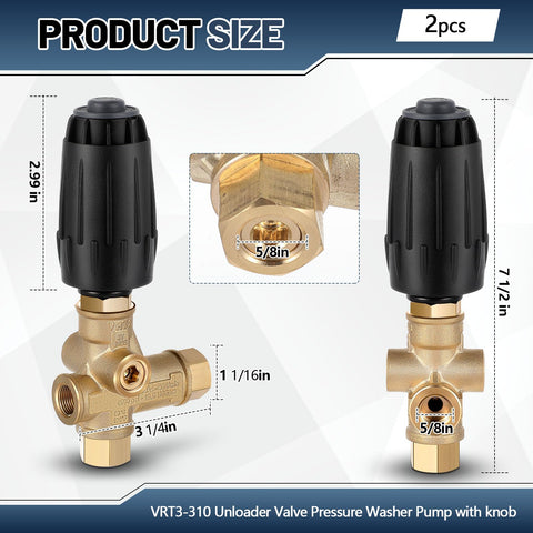 Brass-bodied Threlaco unloader valve for durability in high-pressure cleaning.