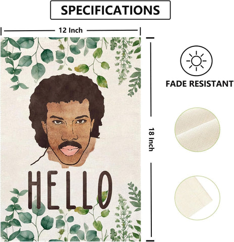 Thriano Hello Funny Garden Flag displayed on a porch adds seasonal curb appeal.