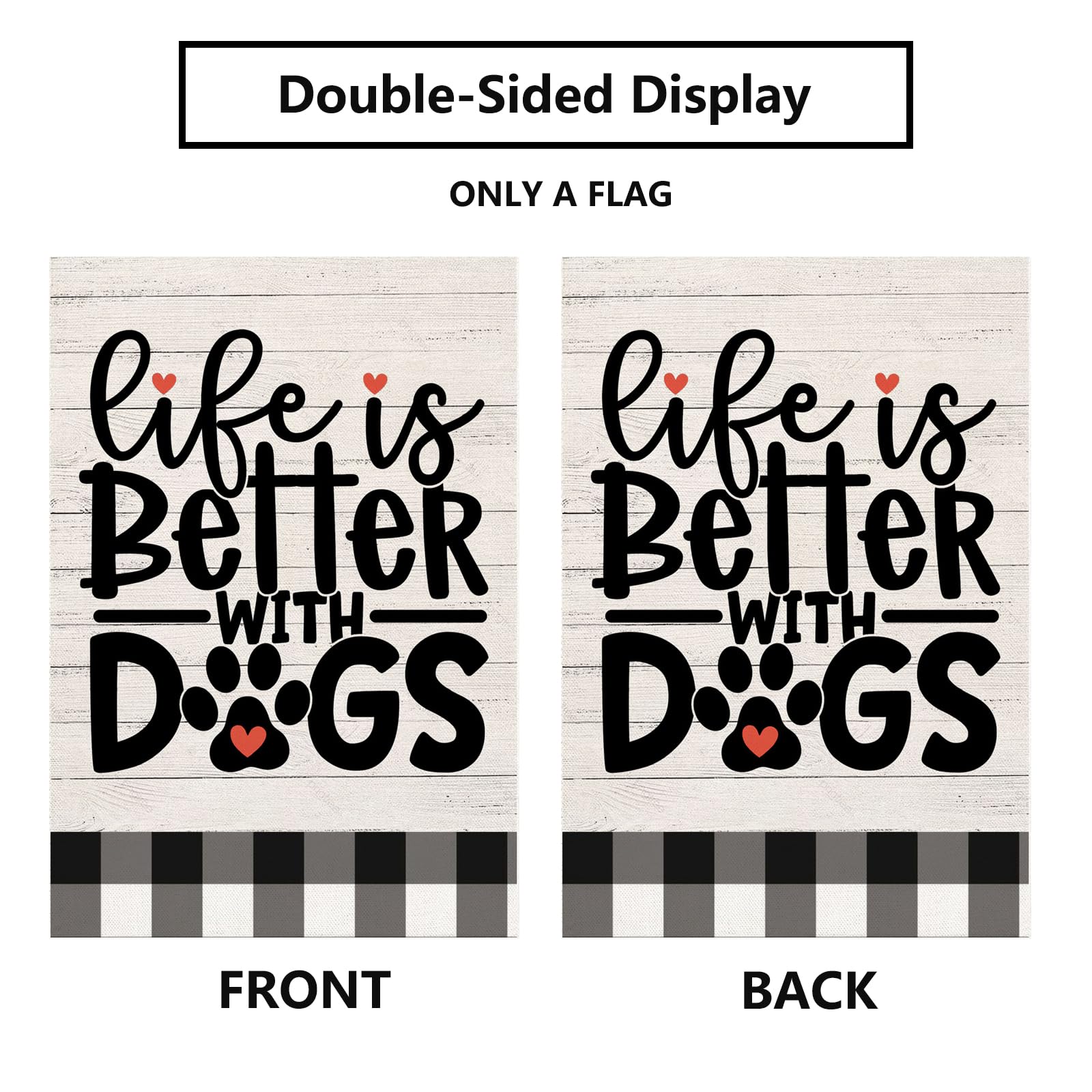 Thriano Life Is Better With a Dog garden flag back double-sided for porch welcome