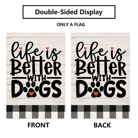 Thriano Life Is Better With a Dog garden flag back double-sided for porch welcome