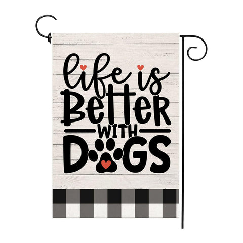 Thriano Life Is Better With a Dog garden flag front double-sided for outdoor yard charm
