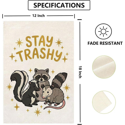 Thriano Stay Tashy Raccoon flag on deck adds cheerful curb appeal and weather resistance.