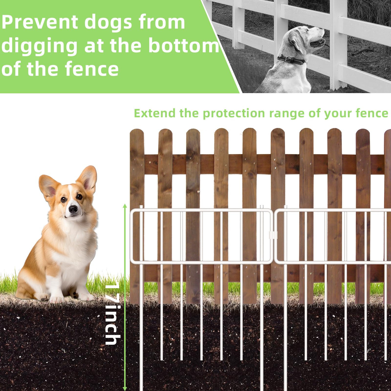 Thrivinest 10-pack no-dig fence shown with easy installation options to fit any yard perimeter.