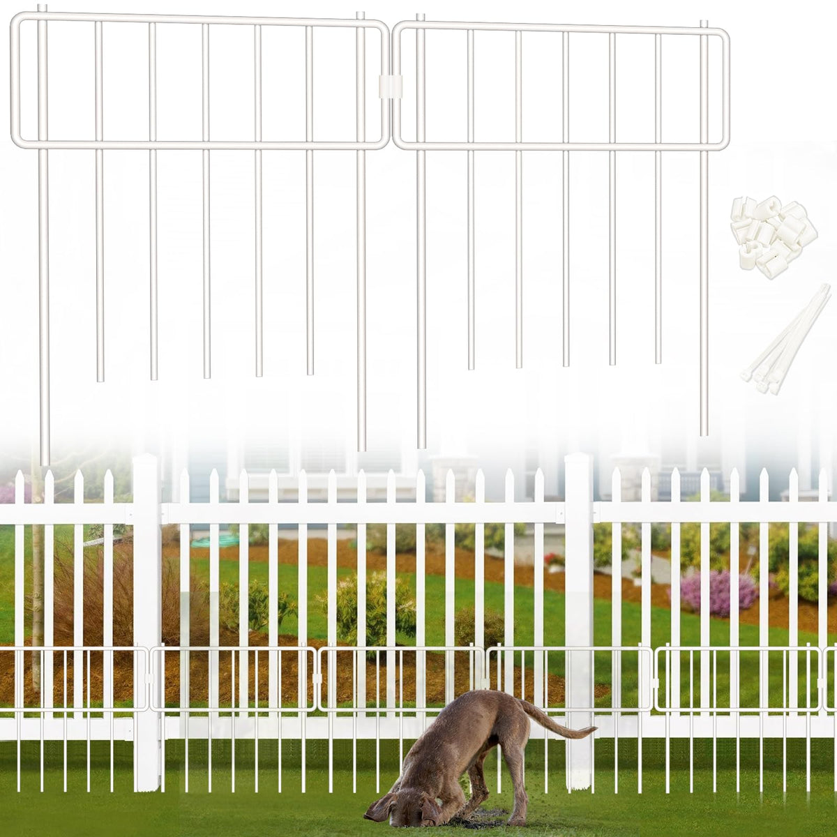 Thrivinest 17in panel of animal barrier fence forming a sturdy garden edge that helps deter digging.