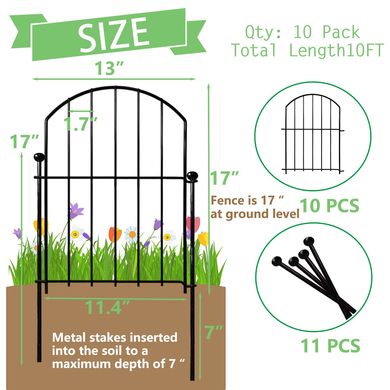 Thrivinest 18-panel border fence offers customizable length for any yard.
