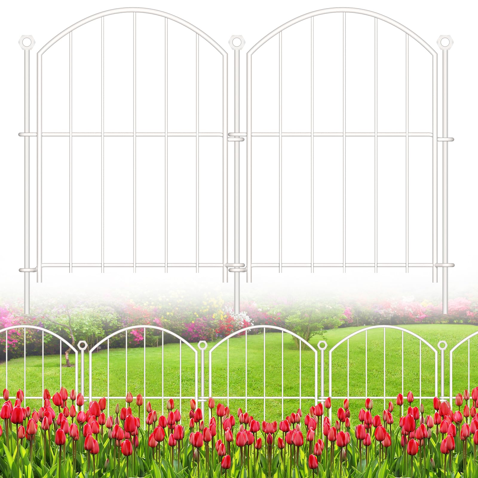 Thrivinest decorative garden fence in arch border design showcases elegant yard edging and defines plant beds.