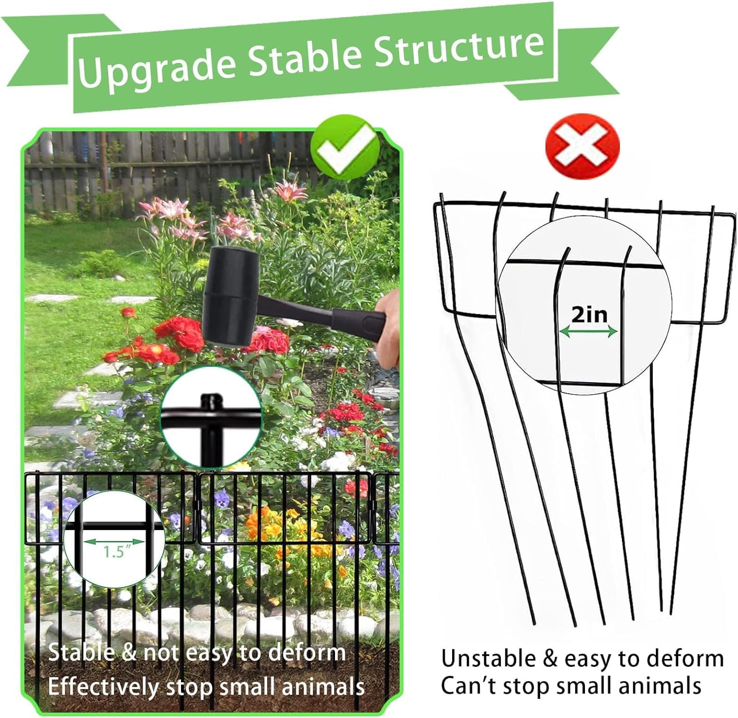 Thrivinest 30 ft garden border decorative fence along patio edge
