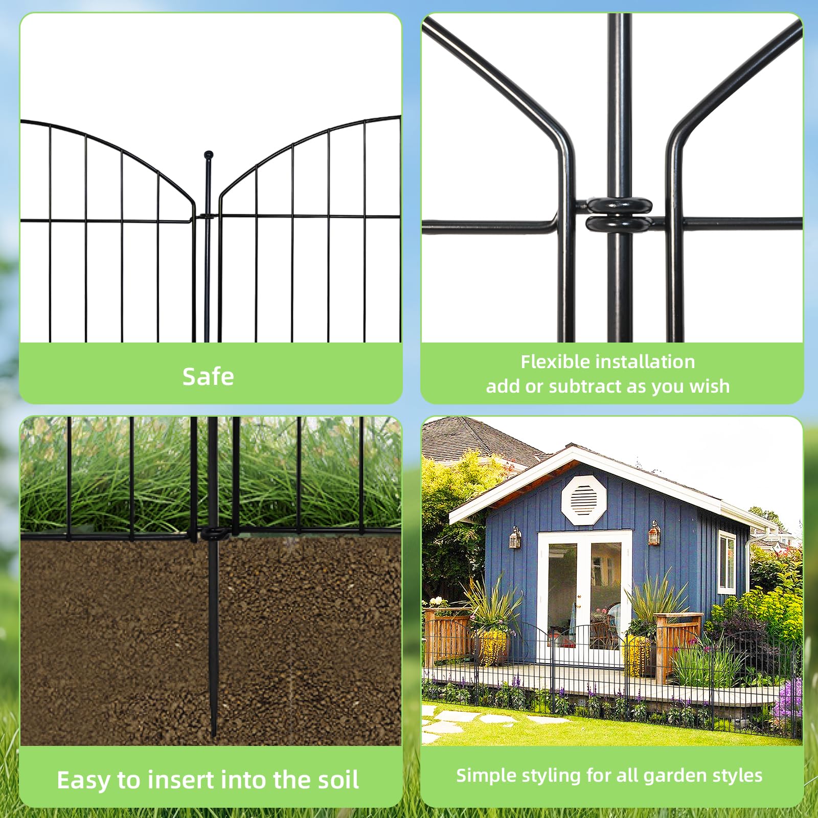 Thrivinest ornamental border fence enhances landscape while containing plants.