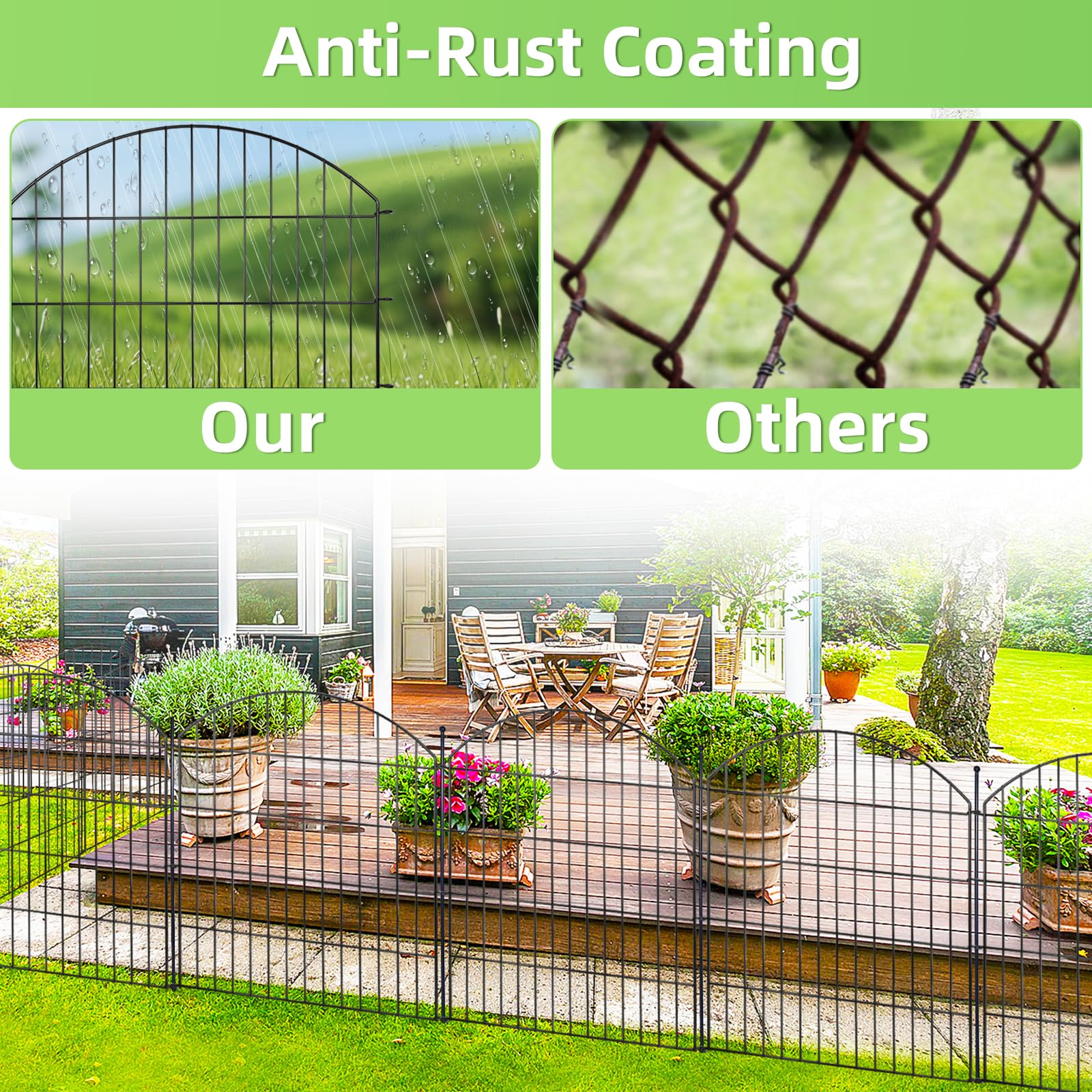 Thrivinest rustproof black finish withstands sun, wind, and outdoor use.