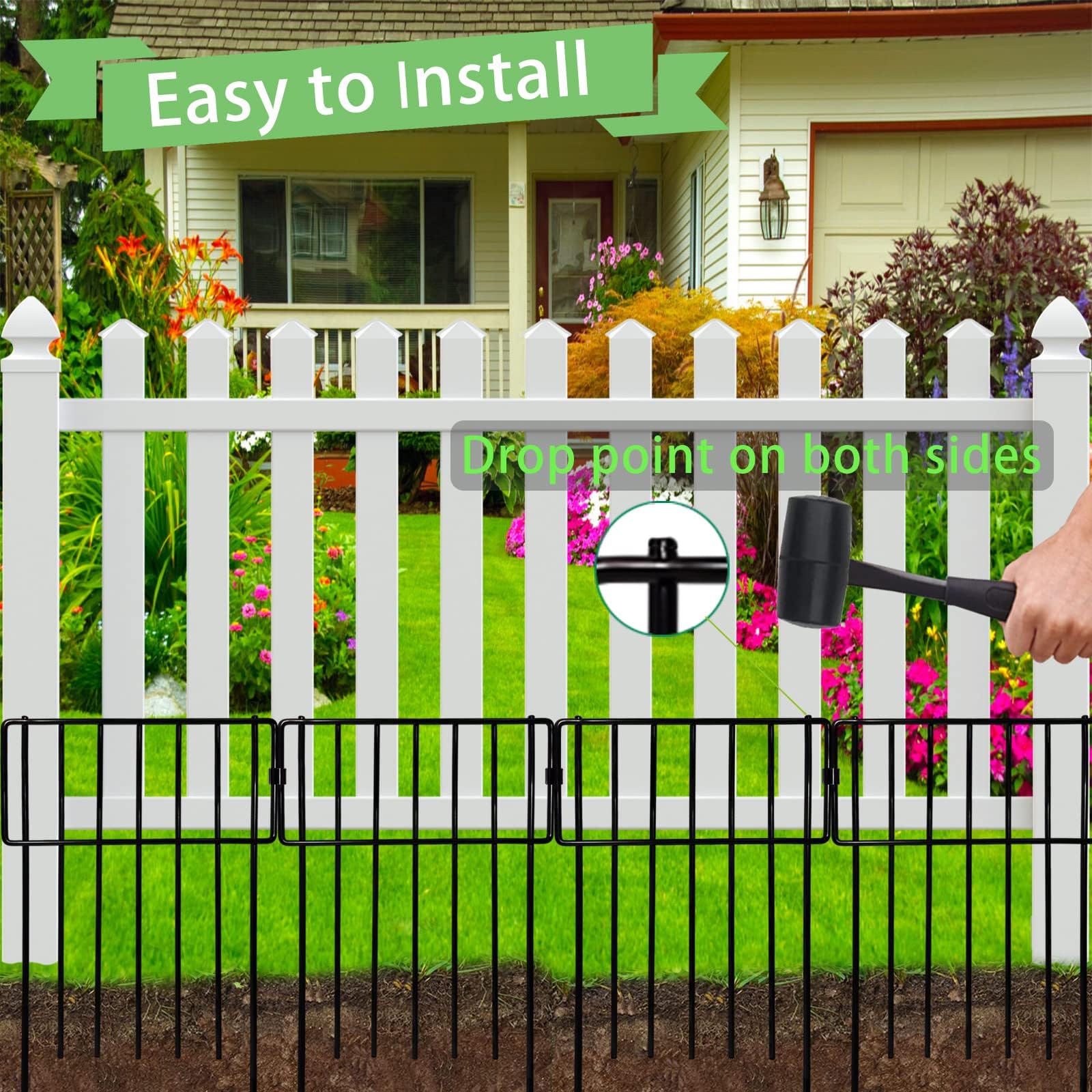 Rustproof baked finish on Thrivinest fence panel shows durability for year-round outdoor use.