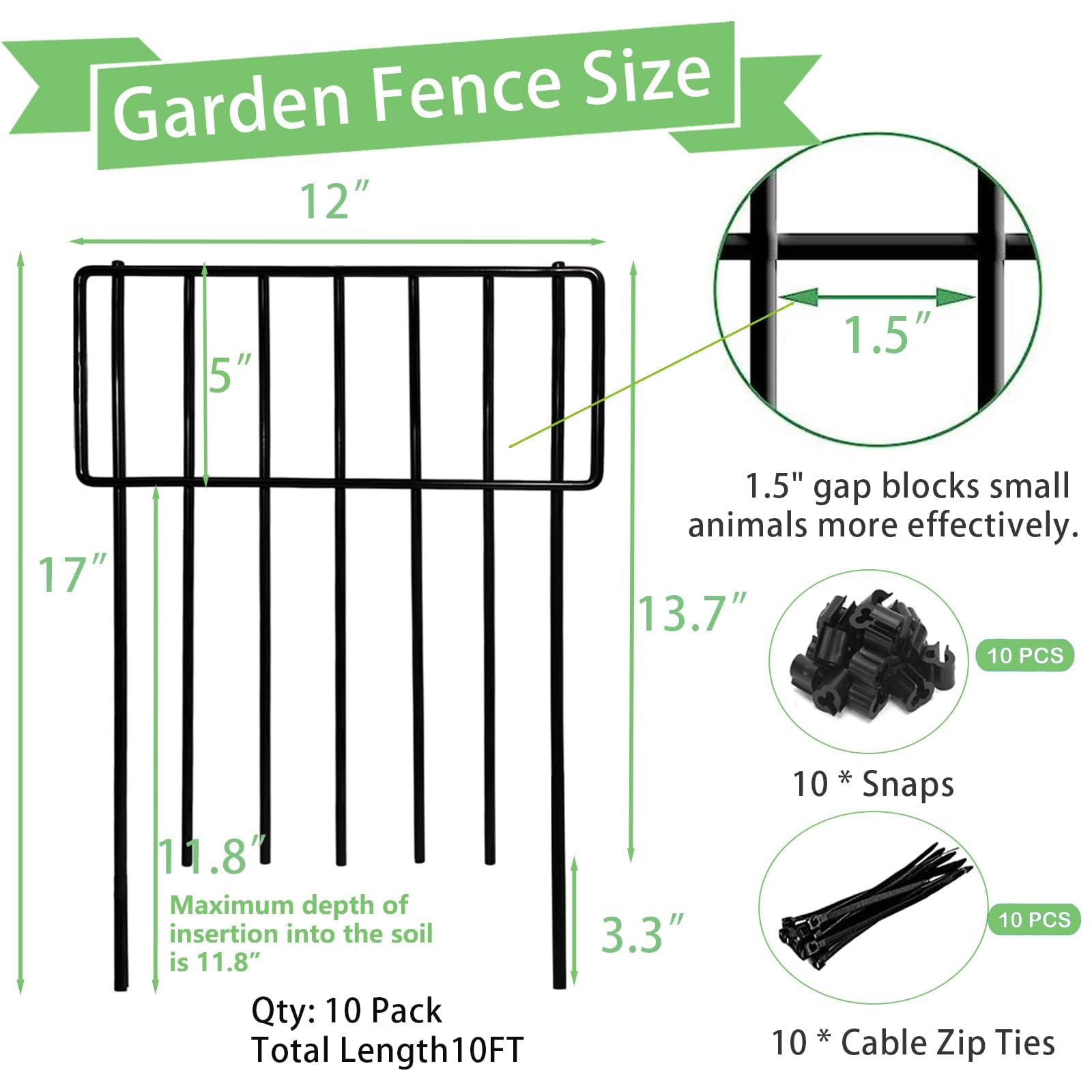 Thrivinest ten-foot garden border fence installed along edges for a neat, pet-safe perimeter.