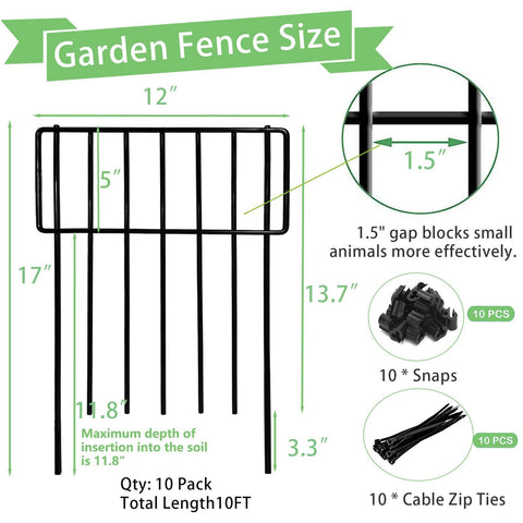 Thrivinest ten-foot garden border fence installed along edges for a neat, pet-safe perimeter.