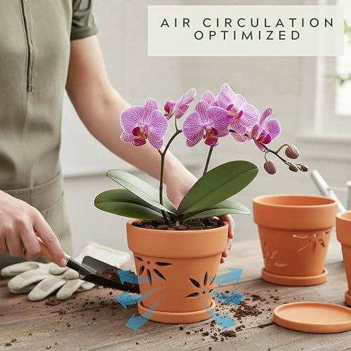 Thriving Thicket floral-etched orchid pot adds elegant decor