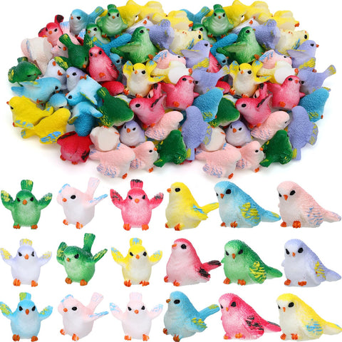 Thyle 25-pcs mini bird figurines colorful collection for vibrant decor and DIY crafts.