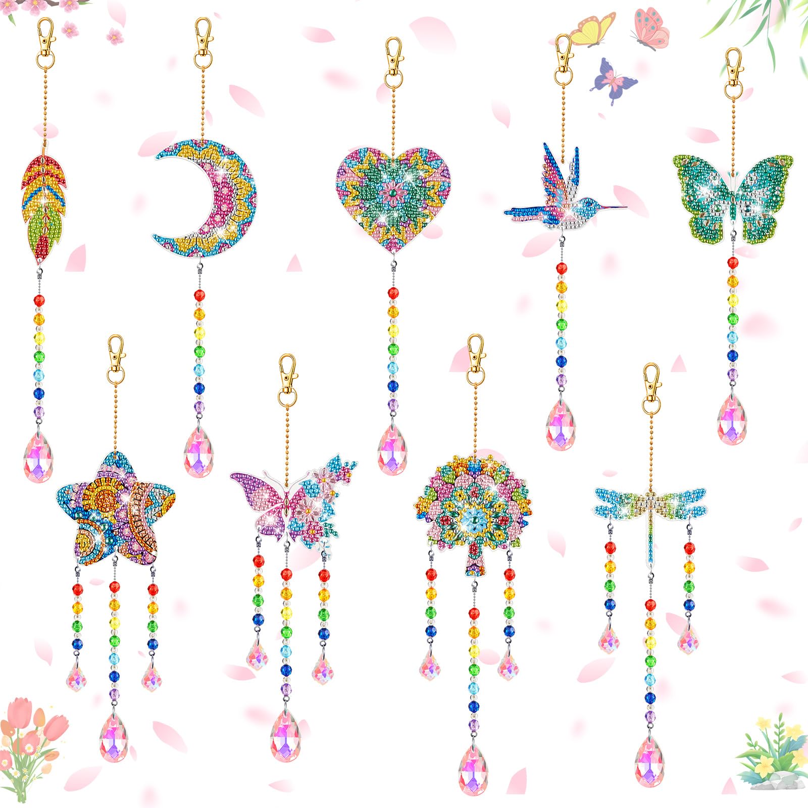 Thyle moon-shaped diamond art suncatcher catchs sunlight for shimmering decor