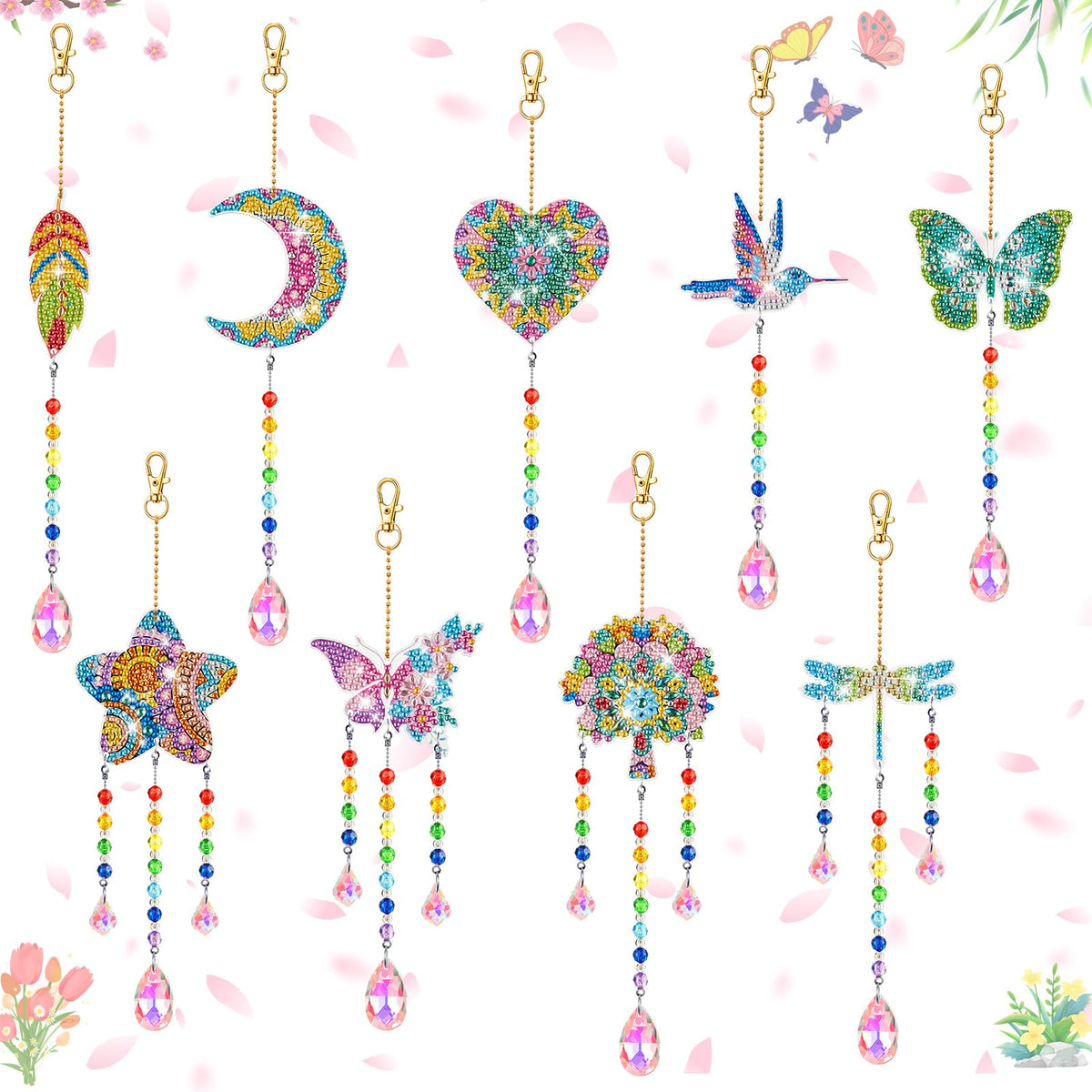 Thyle moon-shaped diamond art suncatcher catchs sunlight for shimmering decor