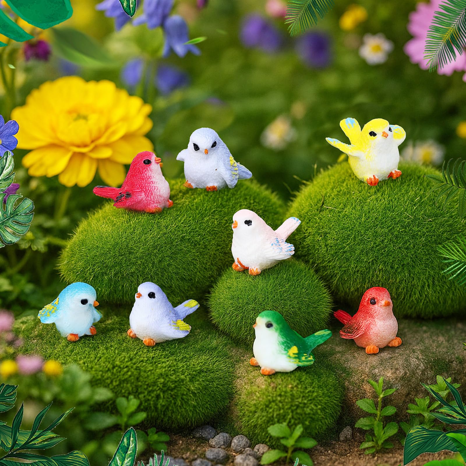 Thyle mini bird figurines cake topper for whimsical celebrations.