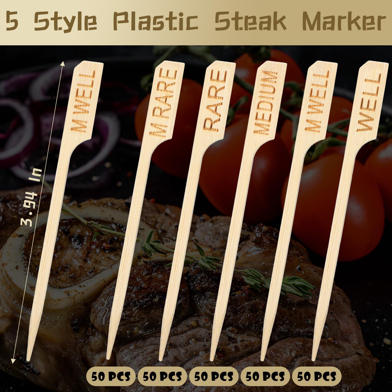 Thyle rare-design steak marker clearly indicates doneness on the grill